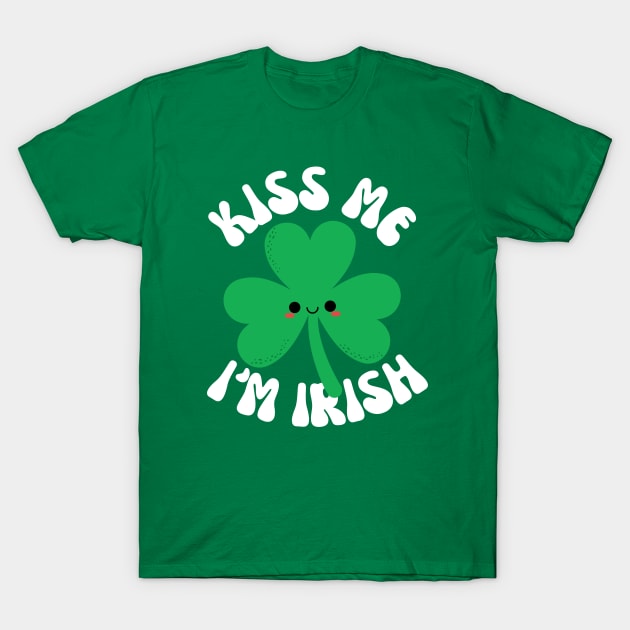 Kiss Me I'm Irish Kawaii Shamrock St Patricks Day Funny T-Shirt by Illustradise